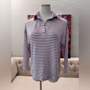 SARA CAMPELL butter soft light weight purple striped sweater M